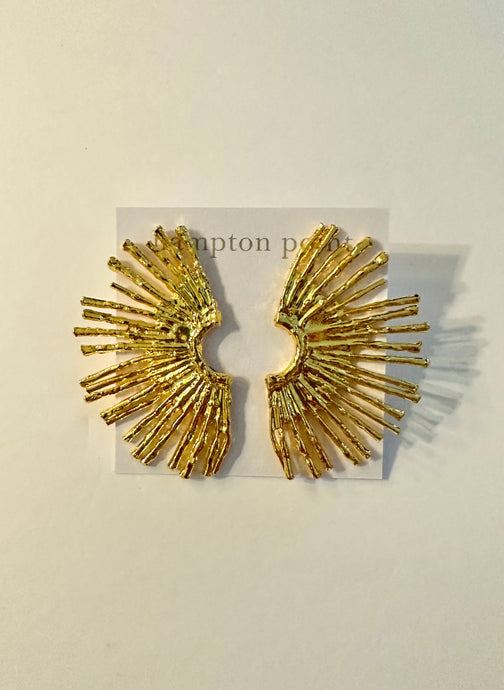 Gold burst earrings. Light weight. About 2 inches.