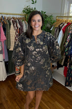 Load image into Gallery viewer, Jacquard Puff Sleeve Mini Dress
