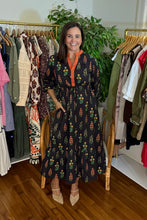 Load image into Gallery viewer, Black Block Print Midi Dress
