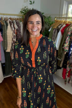 Load image into Gallery viewer, Black Block Print Midi Dress
