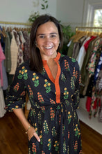 Load image into Gallery viewer, Black Block Print Midi Dress
