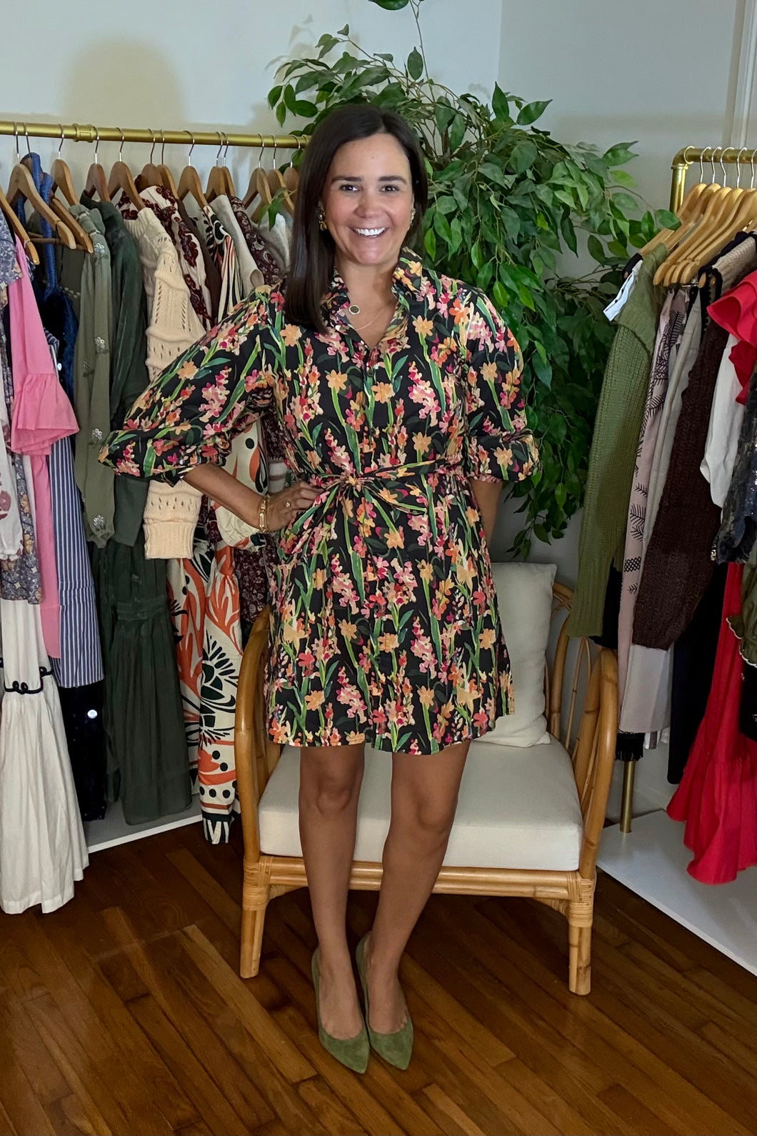 Black Floral Mini Dress