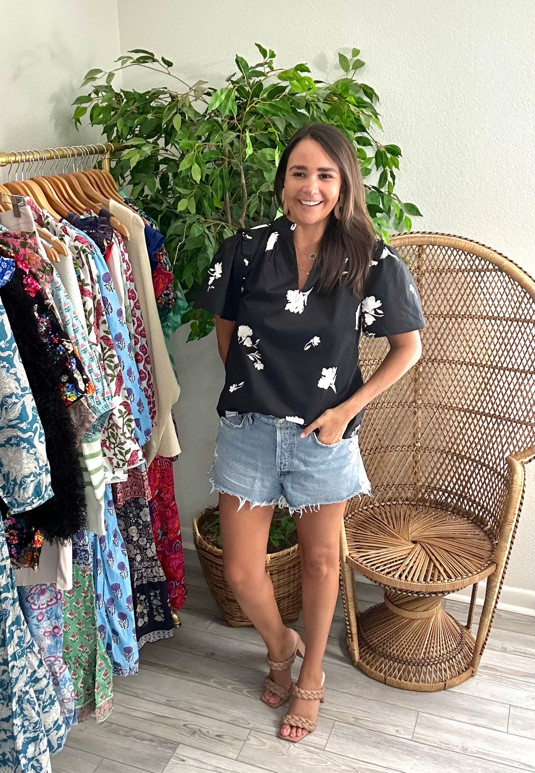 Fluer Nior Split Neck Blouse