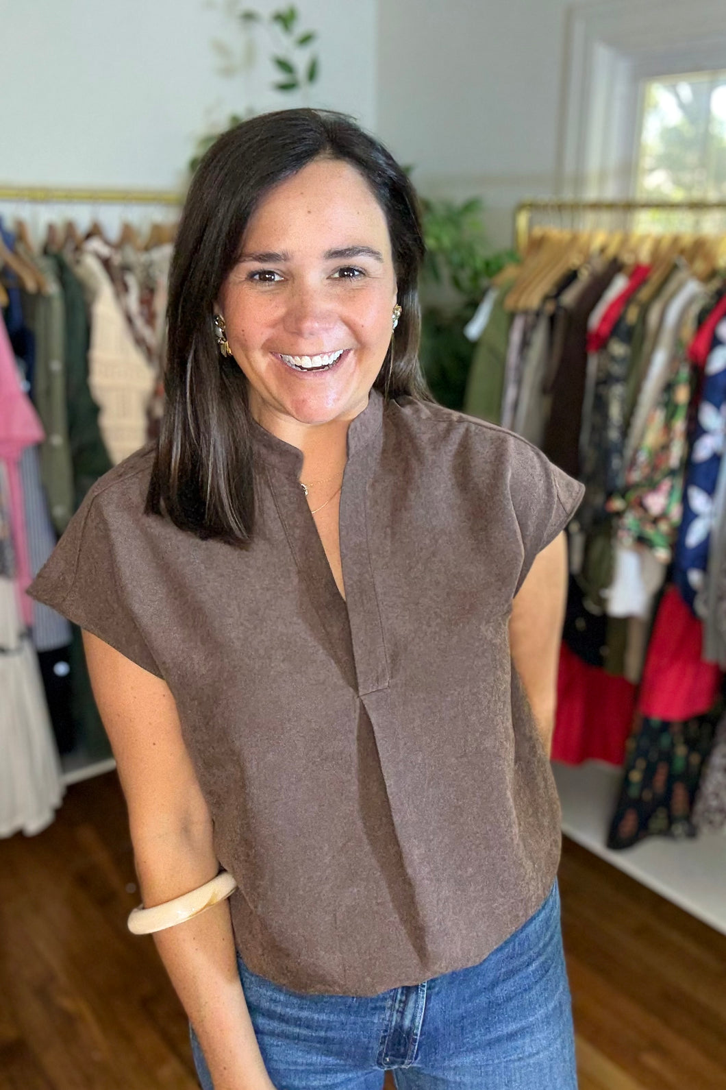 Chocolate Suede Blouse