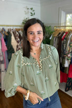 Load image into Gallery viewer, Embroidered Olive Blouse
