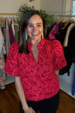 Load image into Gallery viewer, Red Jacquard Blouse
