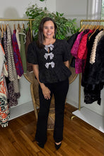 Load image into Gallery viewer, Glow Bow Peplum Blouse
