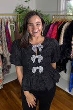 Load image into Gallery viewer, Glow Bow Peplum Blouse
