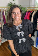 Load image into Gallery viewer, Glow Bow Peplum Blouse
