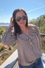 Load image into Gallery viewer, Gingham Ruffle Blouse
