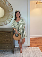 Load image into Gallery viewer, Olive and Navy Striped Mini Dress

