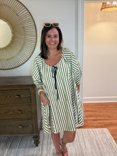 Load image into Gallery viewer, Olive and Navy Striped Mini Dress
