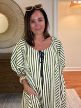 Load image into Gallery viewer, Olive and Navy Striped Mini Dress
