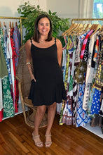 Load image into Gallery viewer, Black Button Strap Mini Dress
