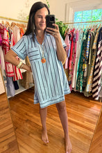 Load image into Gallery viewer, Blue Striped Collared Shirt Dress
