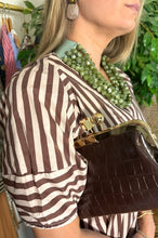 Load image into Gallery viewer, Brown and White Striped Maxi Dress

