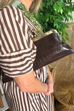 Load image into Gallery viewer, Brown and White Striped Maxi Dress
