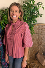 Load image into Gallery viewer, Striped Scarf Blouse
