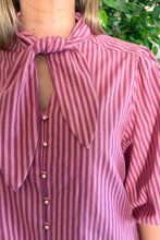 Load image into Gallery viewer, Striped Scarf Blouse
