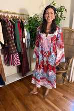 Load image into Gallery viewer, Red and Blue Kimono Dress

