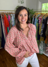 Load image into Gallery viewer, Coral Block Print Blouse

