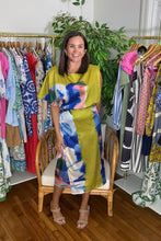 Load image into Gallery viewer, Chartreuse Abstract Midi Dress
