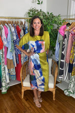 Load image into Gallery viewer, Chartreuse Abstract Midi Dress
