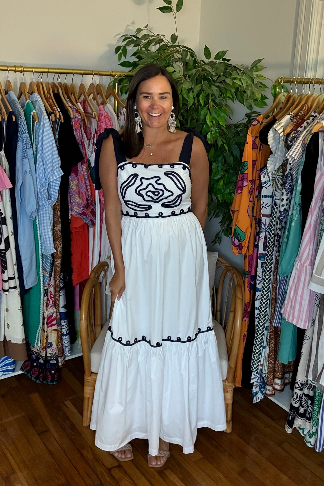 Navy Embroidered Maxi Dress