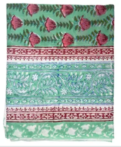 <p>Sea-foam Print Indian Sarong. Greens, blues and pinks.</p> <p>Worn as skirt or dress. Light weight cotton.</p> <p>Sarongs are FINAL SALE.</p>