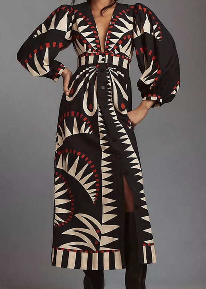 Geometric Printed Maxi Dress