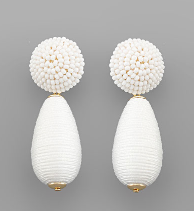 *White Teardrop Earrings