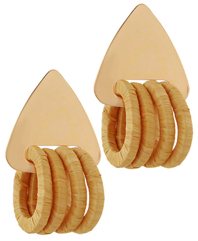 Natural Raffia Triangle Earrings