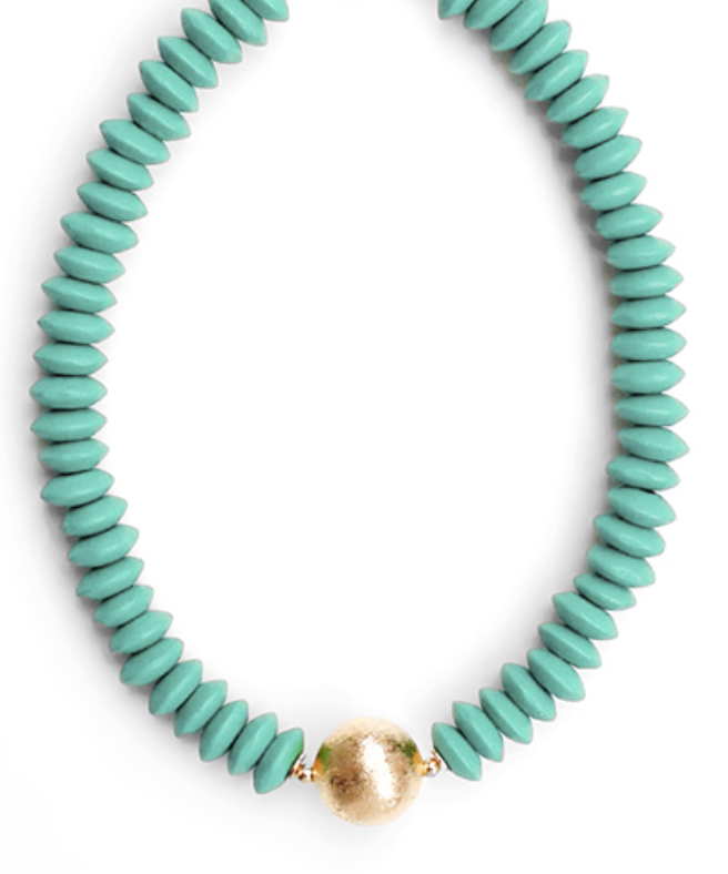 Turquoise Disk Bead Necklace