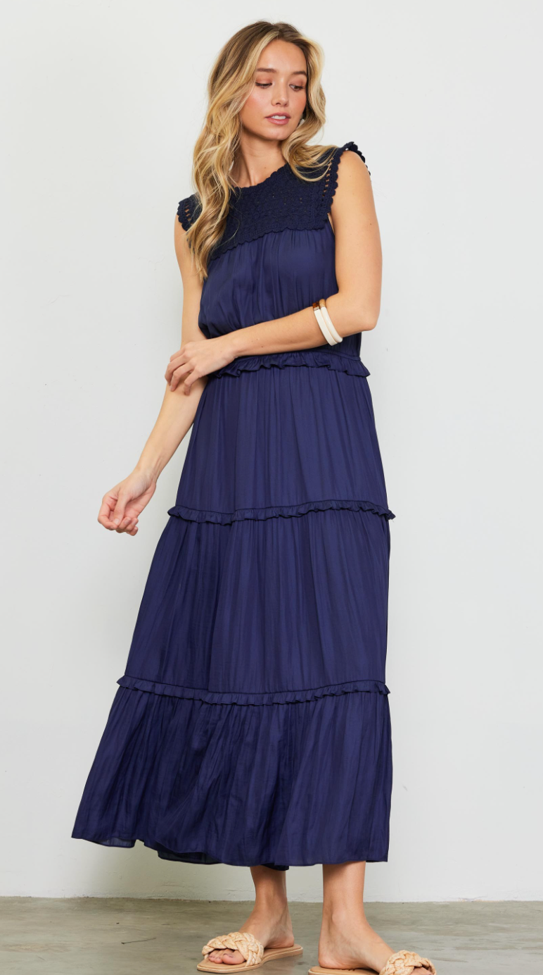 Crochet Silk Maxi Dress