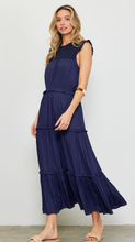 Load image into Gallery viewer, Crocheted Yoke Silk Maxi Dress
