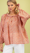 Load image into Gallery viewer, Coral Block Print Blouse
