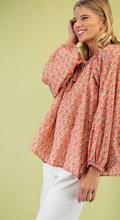 Load image into Gallery viewer, Coral Block Print Blouse
