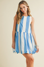 Load image into Gallery viewer, Striped Bubble Hemline Mini Dress

