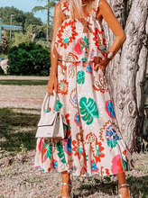 Load image into Gallery viewer, Colorful Tropical Tiger Printed Midi Dress
