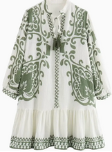 Load image into Gallery viewer, Boho Green Mini Dress
