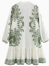 Load image into Gallery viewer, Boho Green Mini Dress
