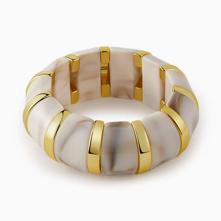 White and Gold Statement Bangle