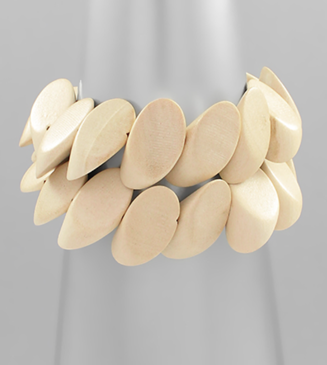 Bone Wooden Abstract Double Stack Bracelet