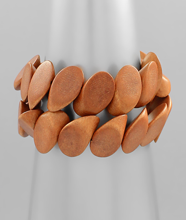 Abstract Wooden Double Stack Bracelet