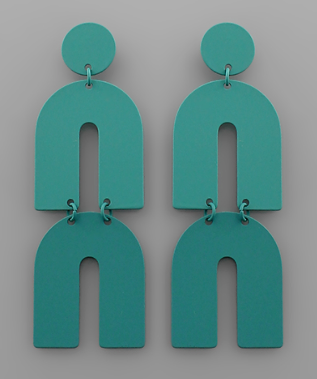 Dark Turquoise Arch Earrings