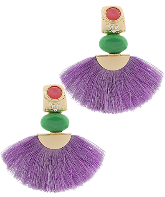 Purple and Green Fan Earrings
