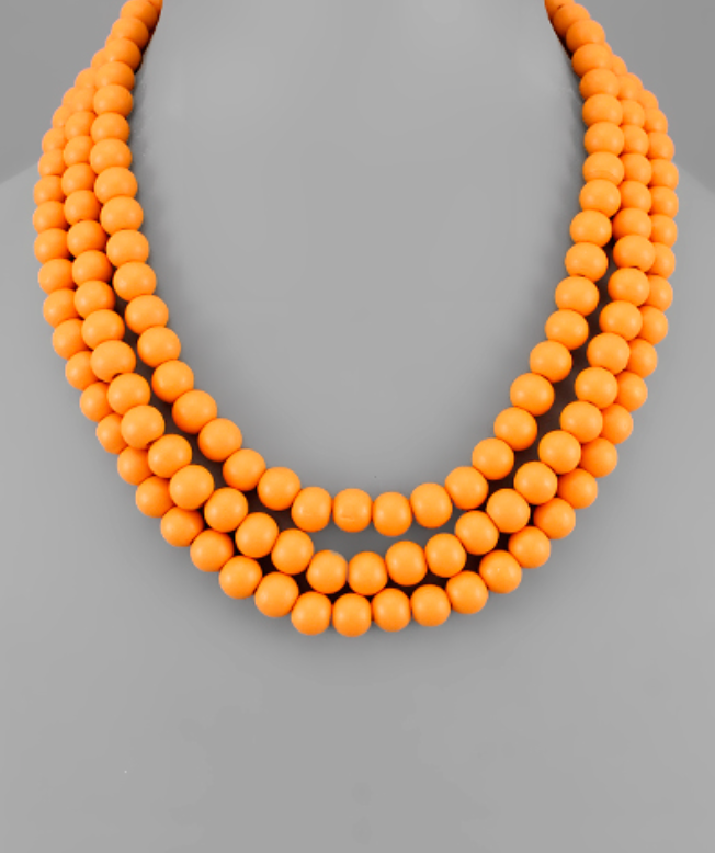 Orange Multi Strand Statement Necklace