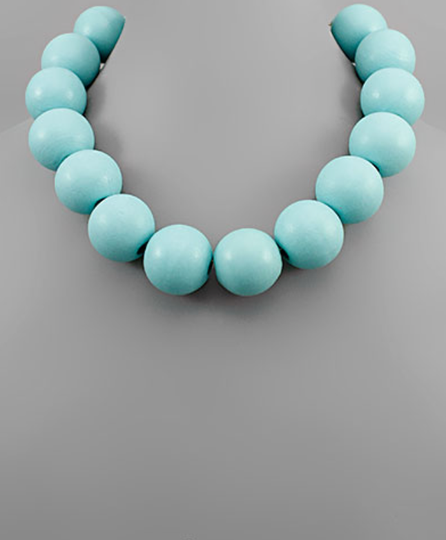 Turquoise Wooden Ball Necklace