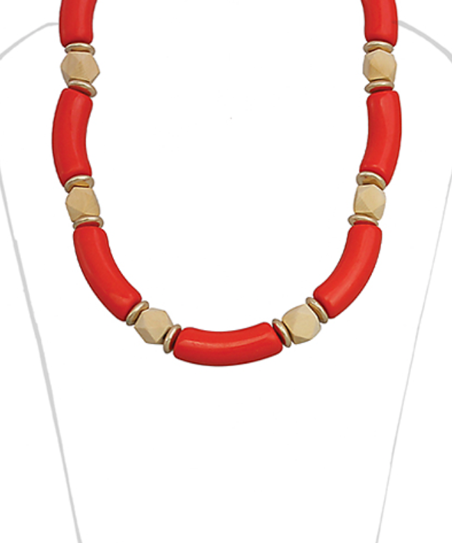 Red and Gold Acrylic Statement Necklace