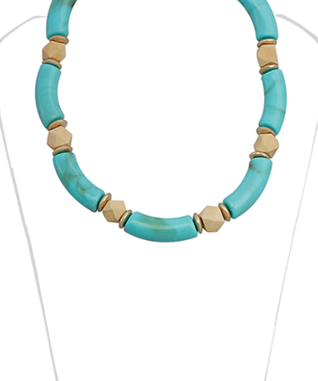 Turquoise and Gold Statement Necklace
